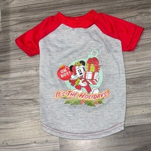Disney Dog Mickey Mouse Holiday Tee - Red and Gray